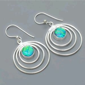 New Sterling silver triplet opal hoops